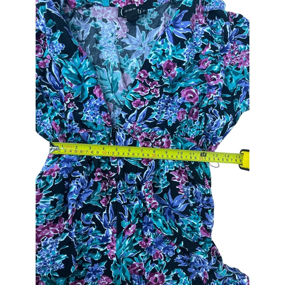 Crazy 4 U Womens Romper L Vintage Floral Short‎ Sleeve Tropical Summer Hippie - Picture 10 of 14